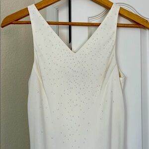 Cream Sheath Wedding DressOR Special Occasion with V-Neck Sleeveless Design